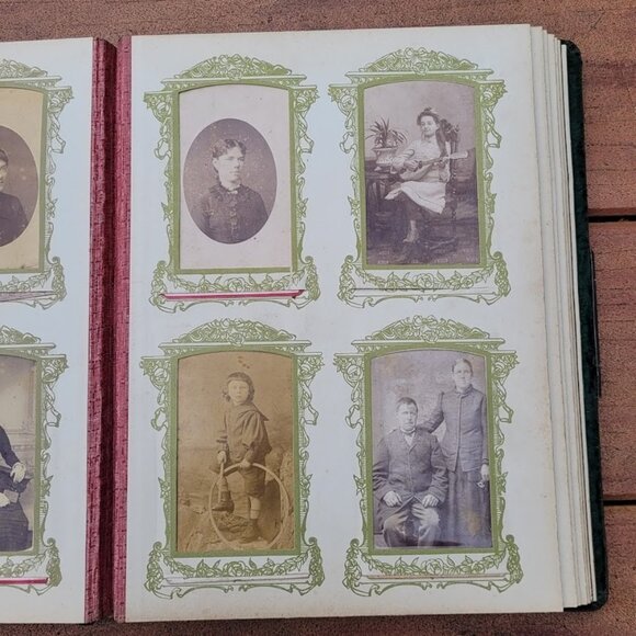 Antique FRENCH 1800s 1900s Photo Album Victorian Velvet Embossed WITH Pictures - Picture 7 of 16